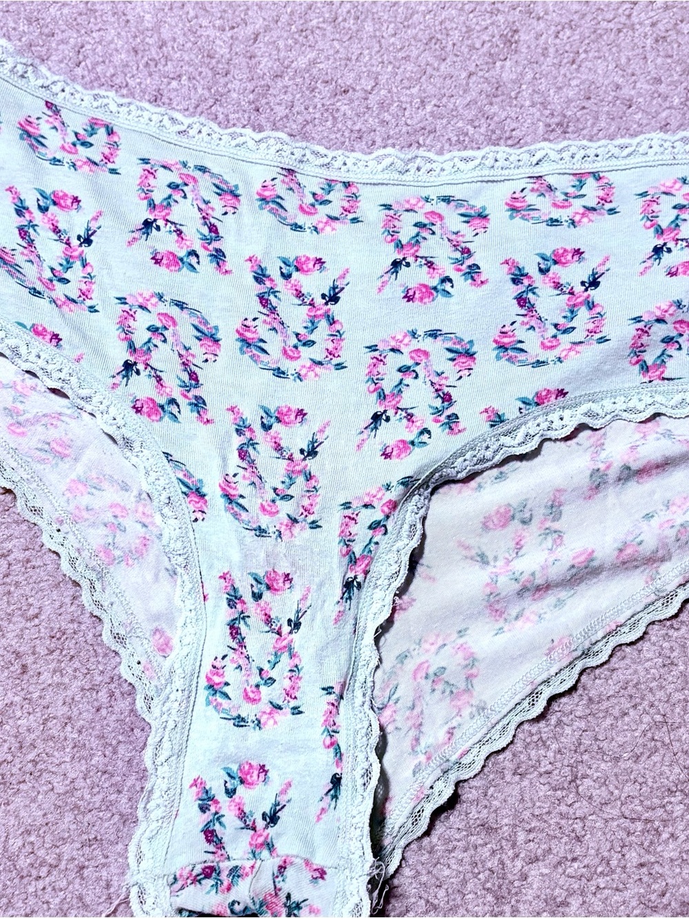 Floral Lace-Trim Cotton Bikini Panty